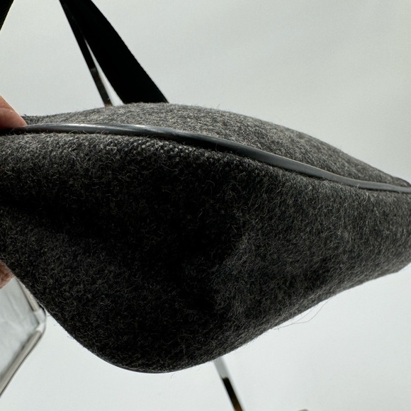 Prada - Authentic - Grey Wool & Black Leather Handbag - Picture 13 of 15